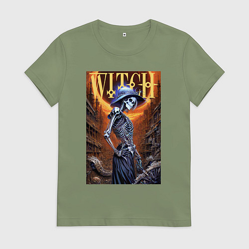 Женская футболка Костлявая ведьма - хэллоуин / Авокадо – фото 1