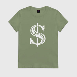 Футболка хлопковая женская Стильный знак - доллара, цвет: авокадо