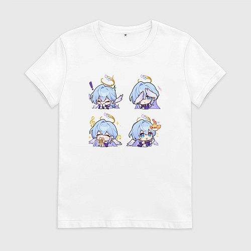 Женская футболка Зарянка стикеры / Белый – фото 1