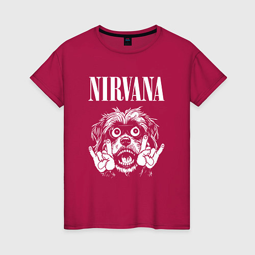 Женская футболка Nirvana rock dog / Маджента – фото 1