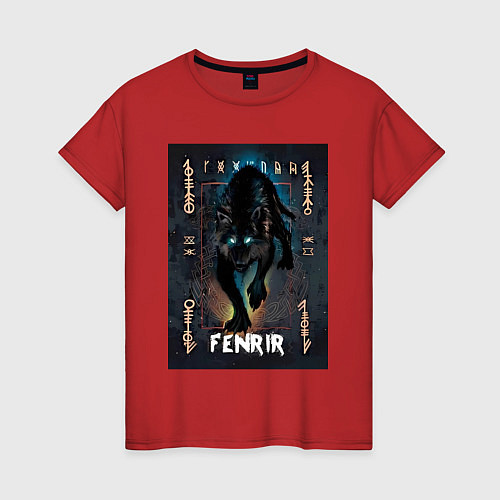 Женская футболка Fenrir black vinyl / Красный – фото 1