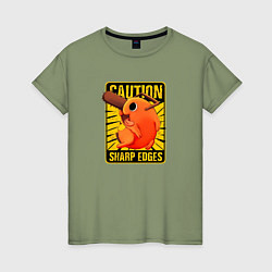 Женская футболка Caution pochito black vinyl