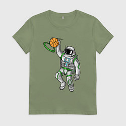 Футболка хлопковая женская Космический баскет, цвет: авокадо