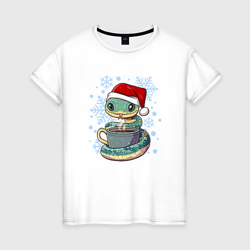 Женская футболка Змейка с кофе / Белый – фото 1