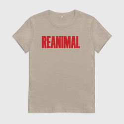 Футболка хлопковая женская Reanimal logo, цвет: миндальный