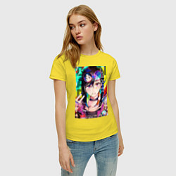 Футболка хлопковая женская Дандадан: Момо Аясэ, цвет: желтый — фото 2