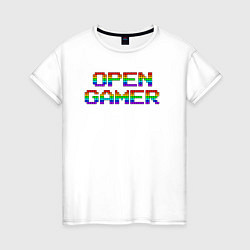 Футболка хлопковая женская Open gamer logo, цвет: белый