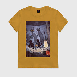 Женская футболка Коты на хэллоуин