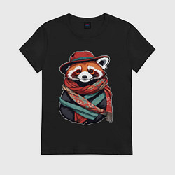Женская футболка Красная панда в шляпе и шарфе