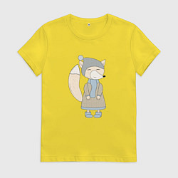 Женская футболка Лиса в пальто