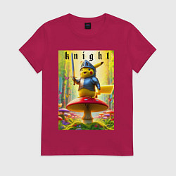 Женская футболка Пикачу - рыцарь на мухоморе