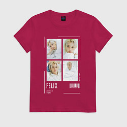 Футболка хлопковая женская Felix stray kids cute, цвет: маджента