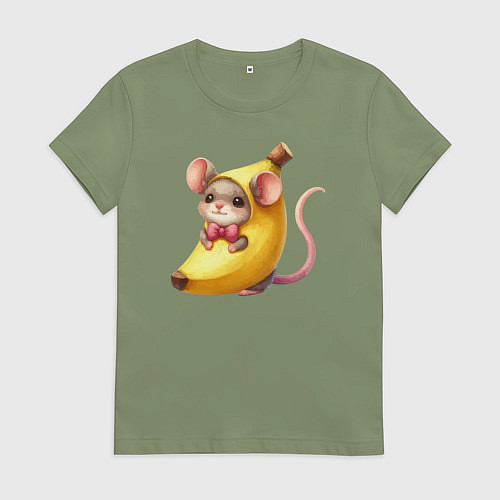 Женская футболка Мышка в банане милая мем / Авокадо – фото 1