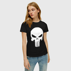 Футболка хлопковая женская Punisher logo, цвет: черный — фото 2