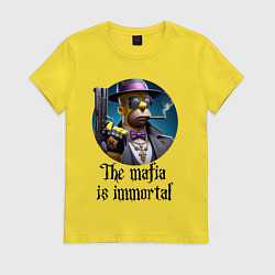 Женская футболка Гомер Симпсон с пистолетом - мафия бессмертна