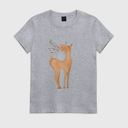 Женская футболка Олень с листьями на рогах