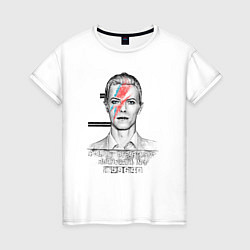 Футболка хлопковая женская David Bowie police department rochester, цвет: белый
