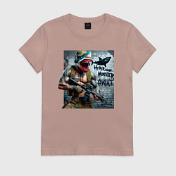 Женская футболка Hyper shark monster swat - ai art fantasy