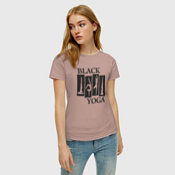Футболка хлопковая женская Yoga black, цвет: пыльно-розовый — фото 2