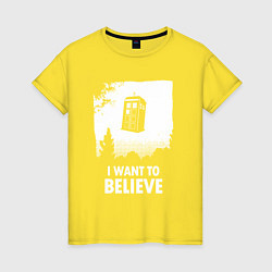 Футболка хлопковая женская Tardis believe, цвет: желтый