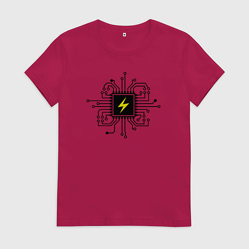 Женская футболка Микросхема с молнией / Маджента – фото 1