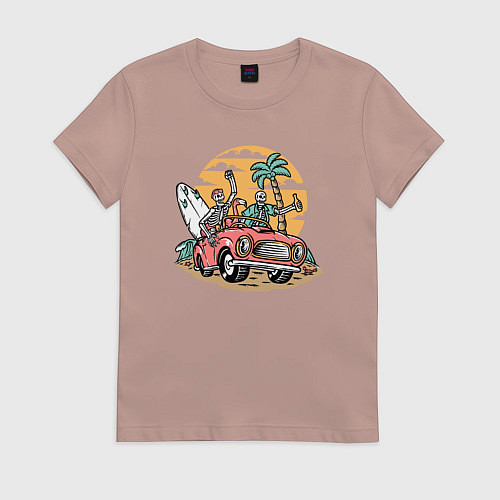 Женская футболка Веселые серферы / Пыльно-розовый – фото 1