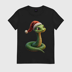 Женская футболка Зеленая новогодняя змея 2025 год