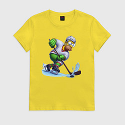 Женская футболка Гомер Симпсон - крутой хоккеист