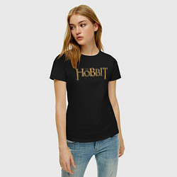 Футболка хлопковая женская The hobbit logo, цвет: черный — фото 2