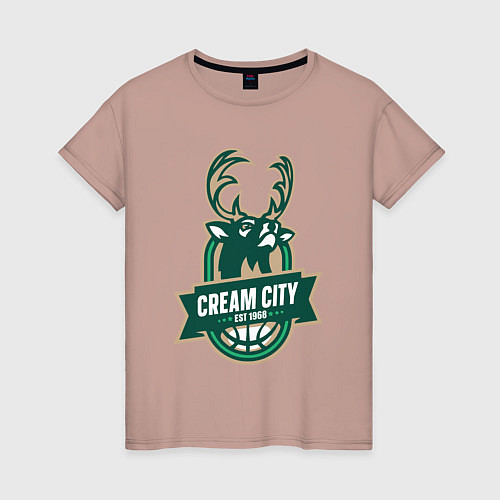 Женская футболка Milwaukee Bucks cream city / Пыльно-розовый – фото 1