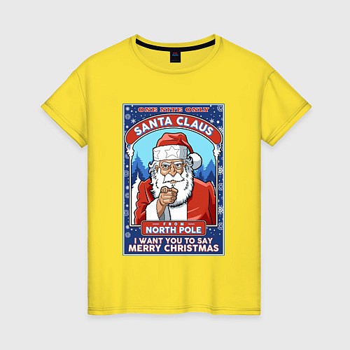 Женская футболка Santa Claus north pole / Желтый – фото 1