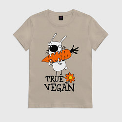 Футболка хлопковая женская True vegan (истинный веган), цвет: миндальный
