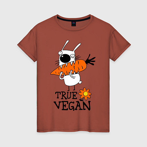 Женская футболка True vegan (истинный веган) / Кирпичный – фото 1