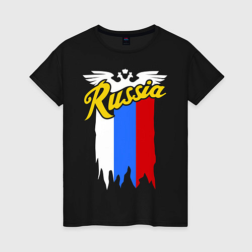 Женская футболка Russia: tricolor / Черный – фото 1