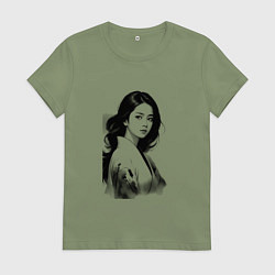 Женская футболка Азиатская девушка в кимоно