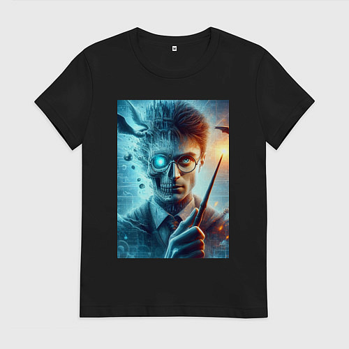 Женская футболка Harry Potter - wizard with magic stick / Черный – фото 1