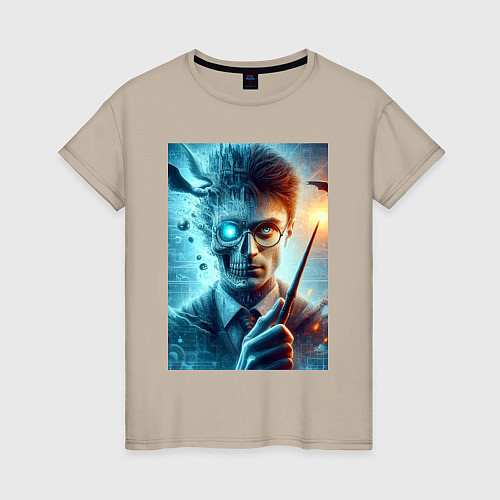 Женская футболка Harry Potter - wizard with magic stick / Миндальный – фото 1