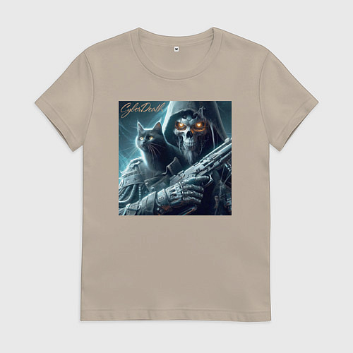 Женская футболка Cyber death - ai art fantasy / Миндальный – фото 1