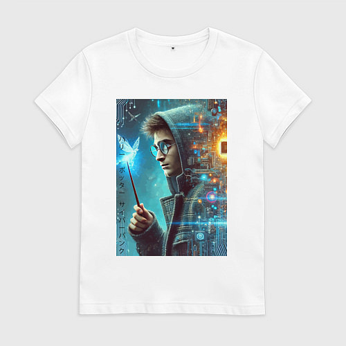 Женская футболка Гарри Поттер - киберпанк / Белый – фото 1