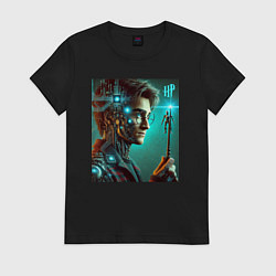 Футболка хлопковая женская Harry Potter - cyberpunk fantasy, цвет: черный