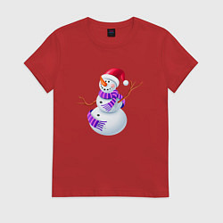 Женская футболка Снеговичок с шарфом