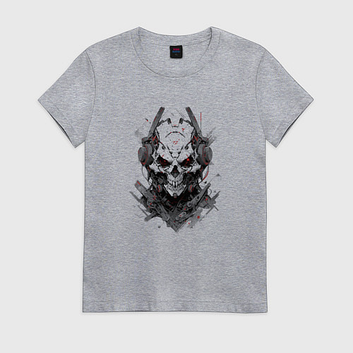 Женская футболка Кибернетический череп / Меланж – фото 1