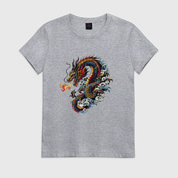 Женская футболка Japanese dragon - engraving