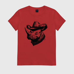 Женская футболка Носорог ковбой