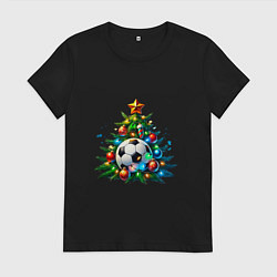 Женская футболка Новогодняя футбольная елка