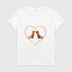 Футболка хлопковая женская Пиво и любовь, цвет: белый