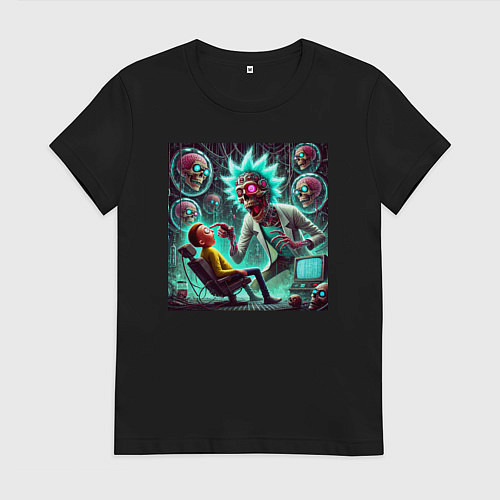 Женская футболка Лаборатория Рика Санчеса - нейроарт / Черный – фото 1