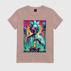 Женская футболка Рик подарил Морти автомобиль - нейроарт