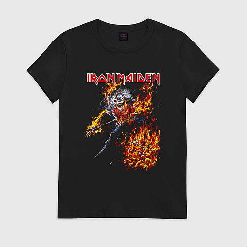 Женская футболка Iron Maiden Eddie in Flames / Черный – фото 1