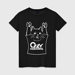 Футболка хлопковая женская Ozzy Osbourne - cat rock, цвет: черный